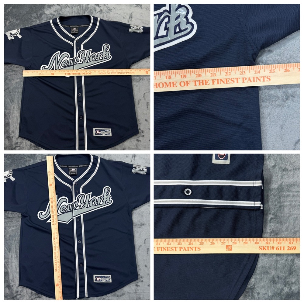 Colosseum Athletics New York Baseball Jersey Mens Large Navy Blue Button Up - Picture 5 of 11